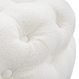 NNEDSZ Bouclé White Ottoman-Round