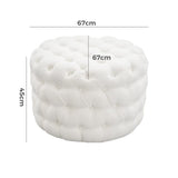 NNEDSZ Bouclé White Ottoman-Round
