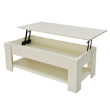 NNEDSZ Lift Up Coffee Table with Storage - White