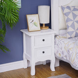 NNEDSZ French Bedside Table Nightstand White Set of 2