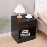 NNEDSZ Bedside Table Nightstand with Drawer Set of 2 Brown