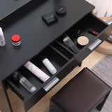 NNEDSZ Diana Vanity Set with Shelves Cushioned Stool and Lighted Mirror- Black