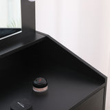 NNEDSZ Diana Vanity Set with Shelves Cushioned Stool and Lighted Mirror- Black