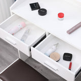 NNEDSZ Diana Vanity Set with Shelves Cushioned Stool and Lighted Mirror- White