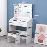 NNEDSZ Diana Vanity Set with Shelves Cushioned Stool and Lighted Mirror- White