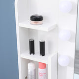 NNEDSZ Diana Vanity Set with Shelves Cushioned Stool and Lighted Mirror- White