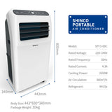 NNEDSZ Shinco SPF3 9000BTU 2.6kw Portable Air Conditioner Remote