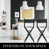 NNEDSZ 2 Set Black Folding Tall Chair DARK HUMOR Movie Director 75cm