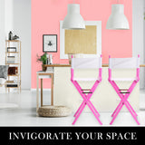 NNEDSZ Pink Folding Tall Chair DARK HUMOR Movie Director 75cm