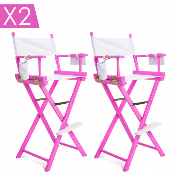 NNEDSZ 2 Set Pink Folding Tall Chair DARK HUMOR Movie Director 75cm