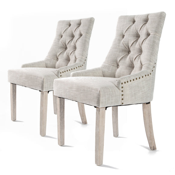 NNEDSZ 2 Set Cream French Provincial Dining Chair Amour Oak Leg
