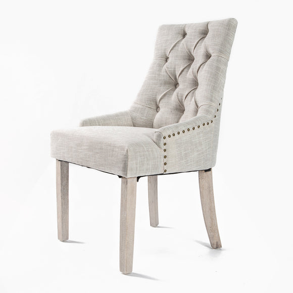 NNEDSZ Cream French Provincial Dining Chair Amour Oak Leg