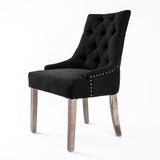 NNEDSZ Dark Black French Provincial Dining Chair Amour Oak Leg