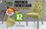 NNEDSZ 2 Set Green French Provincial Dining Chair Amour Oak Leg