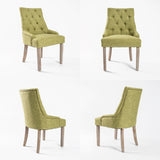 NNEDSZ 2 Set Green French Provincial Dining Chair Amour Oak Leg