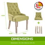 NNEDSZ 2 Set Green French Provincial Dining Chair Amour Oak Leg