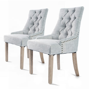 NNEDSZ 2 Set Grey French Provincial Dining Chair Amour Oak Leg