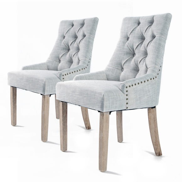 NNEDSZ 2 Set Grey French Provincial Dining Chair Amour Oak Leg