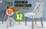 NNEDSZ 2 Set Grey French Provincial Dining Chair Amour Oak Leg