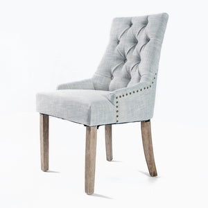 NNEDSZ Grey French Provincial Dining Chair Amour Oak Leg