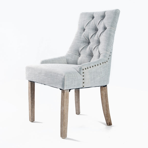 NNEDSZ Grey French Provincial Dining Chair Amour Oak Leg
