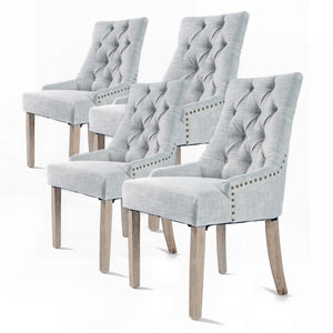 NNEDSZ 4 Set Grey French Provincial Dining Chair Amour Oak Leg