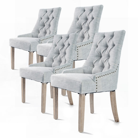 NNEDSZ 4 Set Grey French Provincial Dining Chair Amour Oak Leg