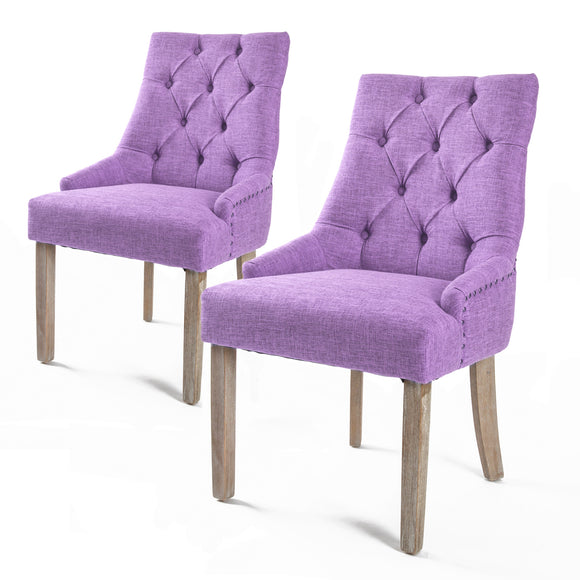 NNEDSZ 2 Set Violet French Provincial Dining Chair Amour Oak Leg