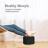 NNEDSZ Black Fabric Ottoman Round Wooden Leg Foot Stool