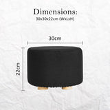NNEDSZ Black Fabric Ottoman Round Wooden Leg Foot Stool