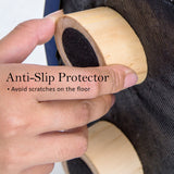 NNEDSZ 2 Set Dark Blue Fabric Ottoman Round Wooden Leg Foot Stool