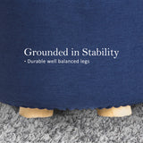NNEDSZ 2 Set Dark Blue Fabric Ottoman Round Wooden Leg Foot Stool