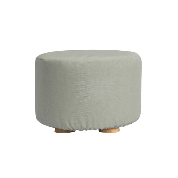 NNEDSZ Grey Fabric Ottoman Round Wooden Leg Foot Stool