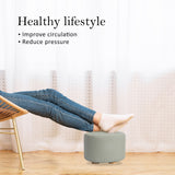 NNEDSZ 2 Set Grey Fabric Ottoman Round Wooden Leg Foot Stool
