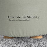 NNEDSZ 2 Set Grey Fabric Ottoman Round Wooden Leg Foot Stool