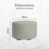 NNEDSZ 2 Set Grey Fabric Ottoman Round Wooden Leg Foot Stool