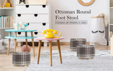 NNEDSZ Lattice Fabric Ottoman Round Wooden Leg Foot Stool
