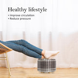NNEDSZ Lattice Fabric Ottoman Round Wooden Leg Foot Stool