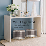 NNEDSZ Lattice Fabric Ottoman Round Wooden Leg Foot Stool