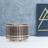 NNEDSZ Lattice Fabric Ottoman Round Wooden Leg Foot Stool