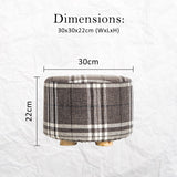 NNEDSZ Lattice Fabric Ottoman Round Wooden Leg Foot Stool