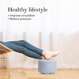 NNEDSZ 2 Set Light Blue Fabric Ottoman Round Wooden Leg Foot Stool