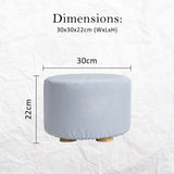 NNEDSZ 2 Set Light Blue Fabric Ottoman Round Wooden Leg Foot Stool