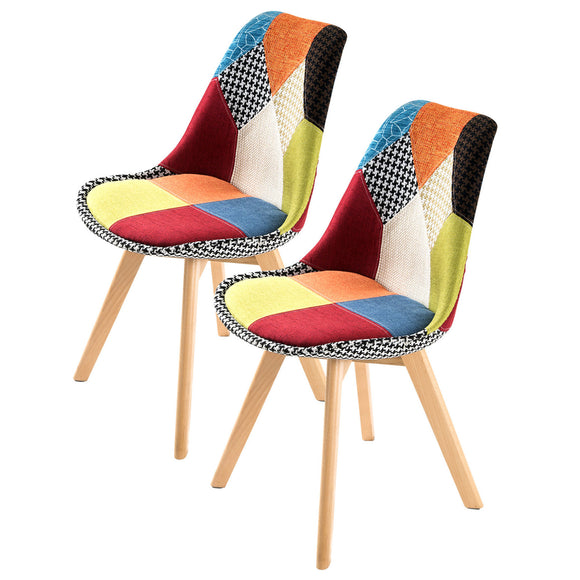 NNEDSZ 2 Set Multi Colour Retro Dining Cafe Chair Padded Seat