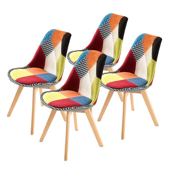 NNEDSZ 4 Set Multi Colour Retro Dining Cafe Chair Padded Seat