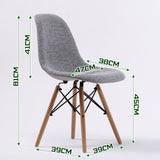 NNEDSZ 2 Set Grey Retro Dining Cafe Chair DSW Fabric