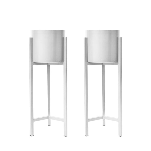NNEDSZ 2 Set 65cm White Plant Stand Planter Shelf Rack 1 Tier Steel