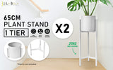 NNEDSZ 2 Set 65cm White Plant Stand Planter Shelf Rack 1 Tier Steel