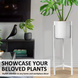 NNEDSZ 2 Set 65cm White Plant Stand Planter Shelf Rack 1 Tier Steel