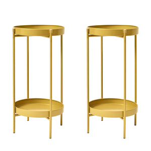 NNEDSZ 2 Set 50cm Gold Plant Stand Planter Shelf Rack 2 Tier Steel